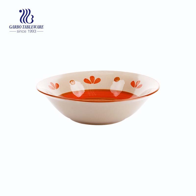 Tigela de cerâmica para salada de sopa listrada decorativa colorida de 540 ml com preço de fábrica