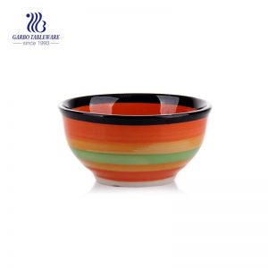 300ml colored round spanish modern style rainbow striped microwave safe heat resistant ceramic bowl
