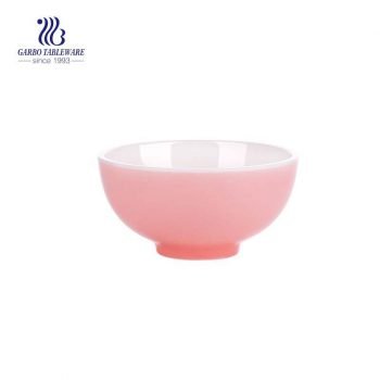 Pequeño cuenco de cerámica modificado para requisitos particulares lindo rosado hecho a mano de la porcelana roud 290ml con precio de fábrica