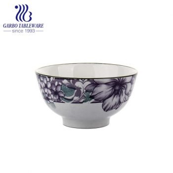 300ml best selling small round hand made decorative purple flower vintage antique ceramic bowl