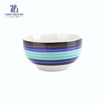 Wholesale high quality small round glazed brown light blue cereal noodle bowl with factory price
