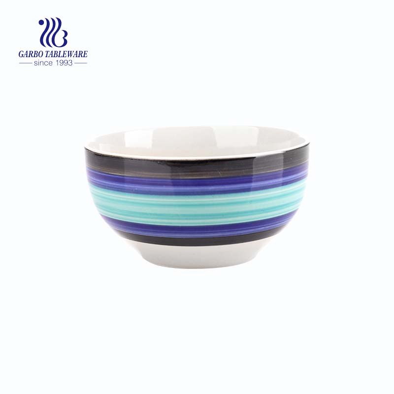 300ml colored round spanish modern style rainbow striped microwave safe heat resistant ceramic bowl