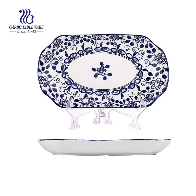 Assiette carrée en céramique d'une taille de 9.61 po / 244 mm pour la vaisselle en céramique à dîner