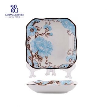 Square Ceramic Plate with size of 9.61”/ 244mm for Dinner Ceramic Tableware