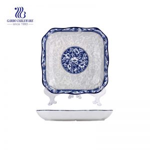 Square Ceramic Plate 9.61”/ 244mm for Home Usage