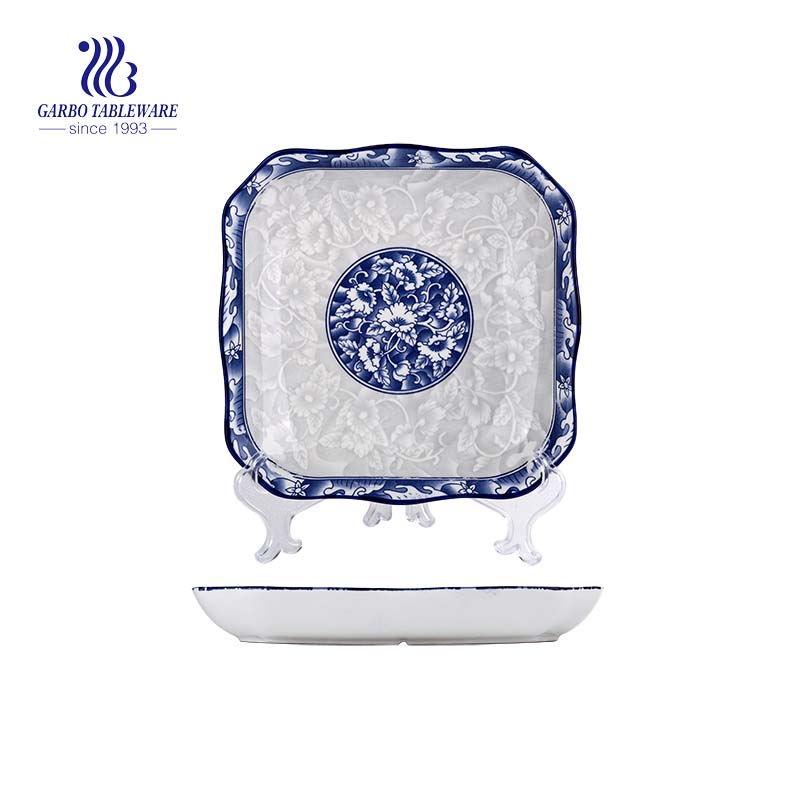 Square Ceramic Plate with size of 9.61”/ 244mm for Dinner Ceramic Tableware