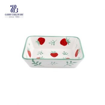 750ml square ceramic baking bowls with color glazed pattern