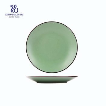 Unicolor Light Green Ceramic Plate with size of 8.07”/ 205mm for Home Usage