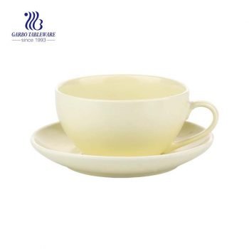 Breakfast  Series  Yellow  210ml Ceramic Coffee Mug And Saucer Set