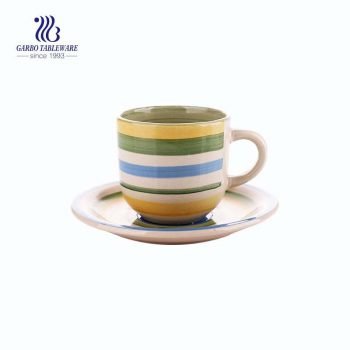أدوات المائدة - كوب فاخر أنيق 280 مللي من البورسلين والقهوة والشاي والسيراميك مع طقم الصحن للاستخدام اليومي