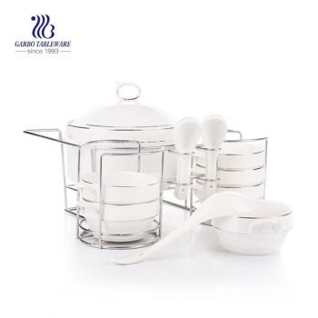 Prix ​​d'usine en gros vaisselle en porcelaine fine 14pcs ensemble de dîner en céramique avec casserole bols cuillères