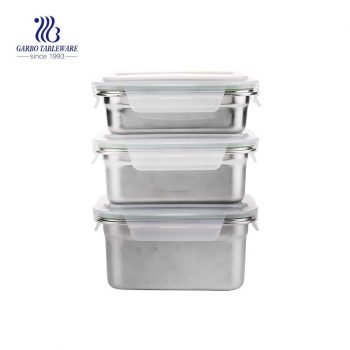 3er Set Lunchbox aus Edelstahl 304 und luftdichtem PP-Deckel