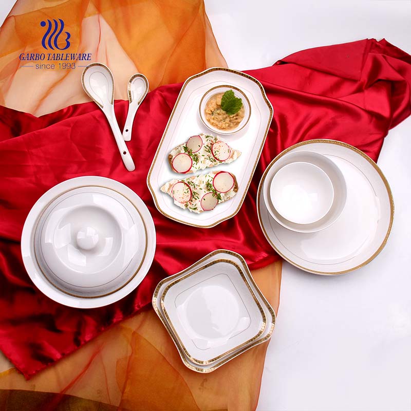 Hot Sale Luxus Keramik Essen serviert Haushaltswaren Porzellan Dinnerset