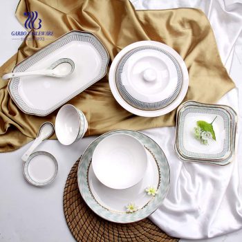 Popular 50pcs fine porcelain dinner set for dining in first-class restaurant