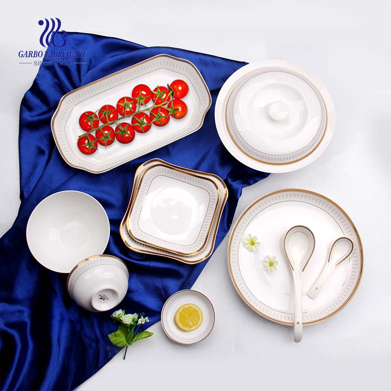 Wholesale price high quality ceramics China dinnerware set luxury fine hotel dinner set