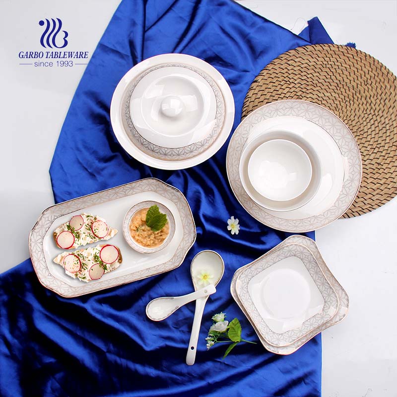 50PCS dinner set wholesale designs ceramic tableware restaurant hotel home use porcelain dinnerware sets