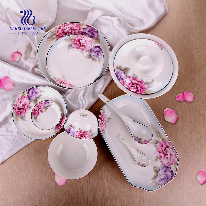 50PCS Wholesale custom ceramic tableware porcelain dinnerware sets for home