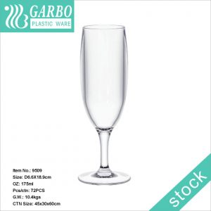 Popular 6oz Plastic Stemware Tall Wine Goblet Champagne Flute