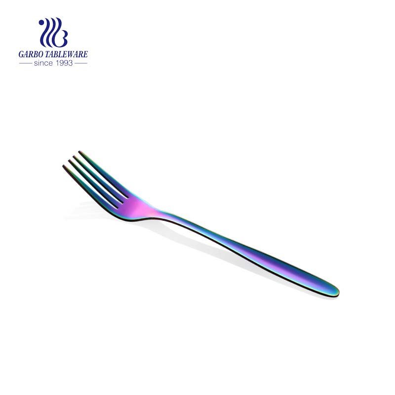 Electroplated amber color 206mm stainless steel salad fork unique flatware