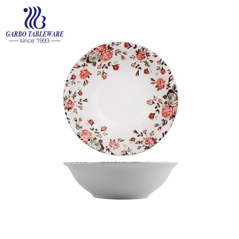 China Factory Günstiger Preis Schönes Blumendesign 8 Zoll Suppe Servierteller Keramik Essteller