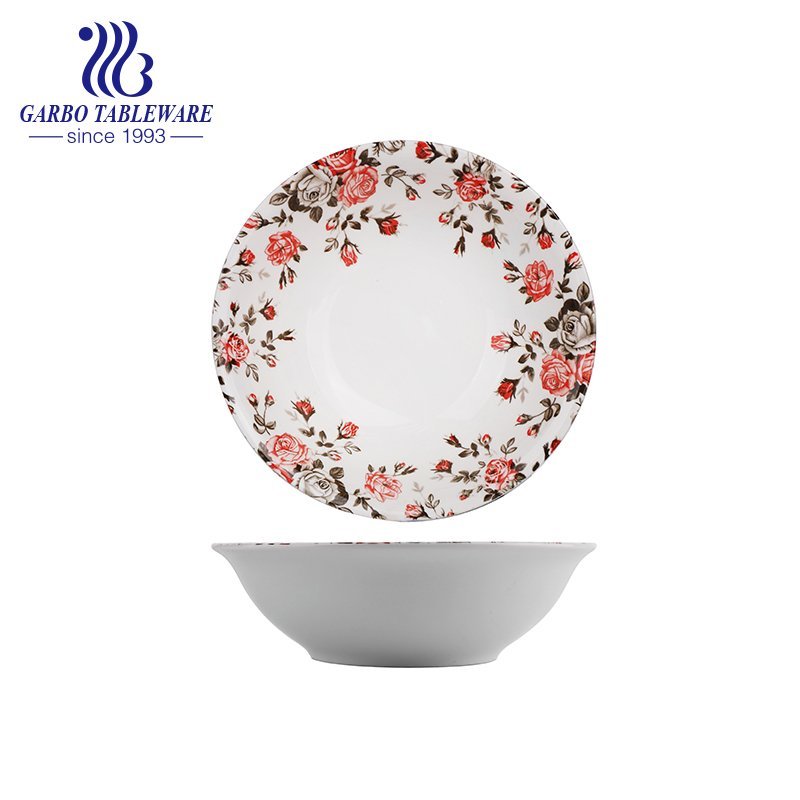 Mais novo China Atacado Louça De Porcelana Barata Cozinha Travessa De Serviço De 6 Polegadas Flor Design Cerâmica Prato De Jantar De Cerâmica