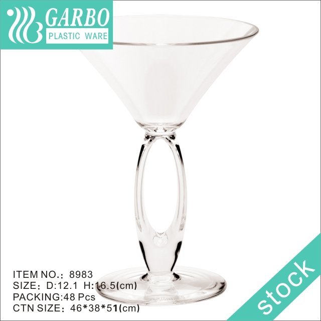 Copa de plástico alto transparente de tamaño mediano de diseño popular con tallo corto