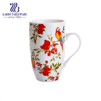 China classic flower printing design 400ml ceramic mug high quality porcelain water mug office drinking cup