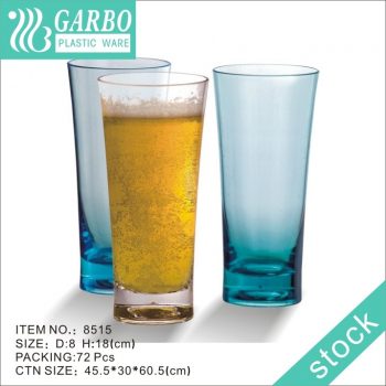 Taza de cerveza de plástico grande apilable barata y resistente a roturas y sin BPA de 500 ml