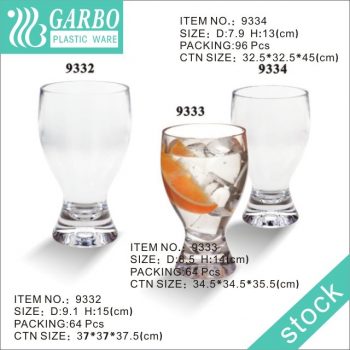 Gobelet en plastique PP transparent de 12 oz avec tige courte adapté à la maison et aux bars