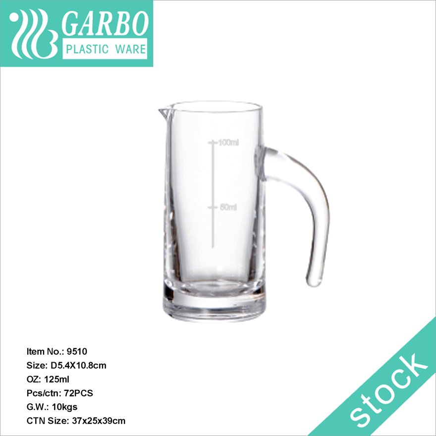 Unbreakable 170ml Clear Plastic White Wine Pitcher with Measurements for Restaurant or Hotel Usage