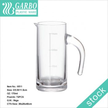 Unbreakable 170ml Clear Plastic White Wine Pitcher with Measurements for Restaurant or Hotel Usage