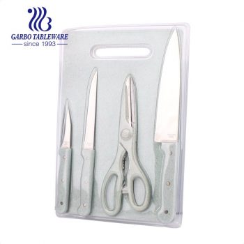 Pendaison de crémaillère de mariage Couteaux de chef de couleur 5 pièces Ensemble de couteaux de cuisine personnalisés dans une boîte de couleur en PVC pour la cuisine