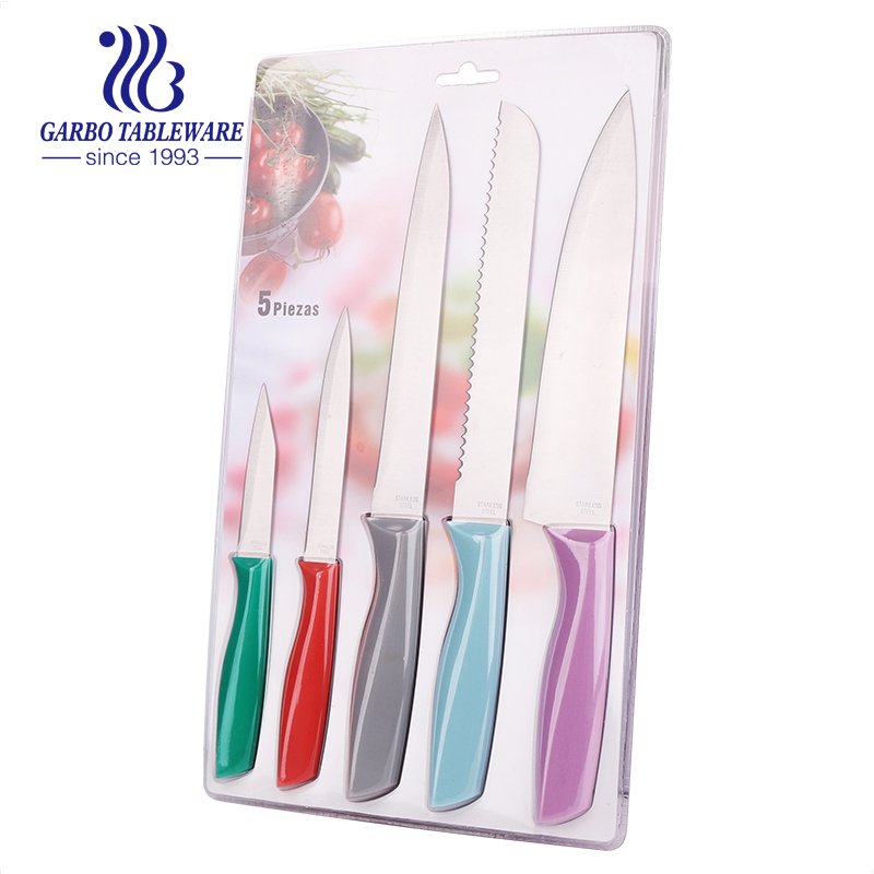 Alibaba vente chaude de qualité supérieure ensemble de couteaux de cuisine en acier inoxydable 5 pièces ensemble de couteaux de cuisine