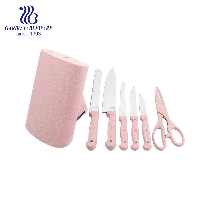 7PCS Kitchen Knife Set High Quality Personlized Color Machine Pressed PP Handle Kitchen Knife Set