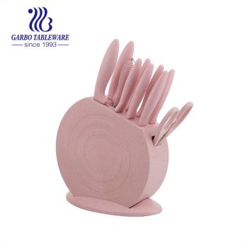 Conjunto de faca de cozinha com cabo de trigo, 7 peças de aço inoxidável afiada Conjunto de faca de cozinha personalizado profissional com bainha, resistente a arranhões e à prova de ferrugem, para Chef Cooking Paring Cortar Fatiar