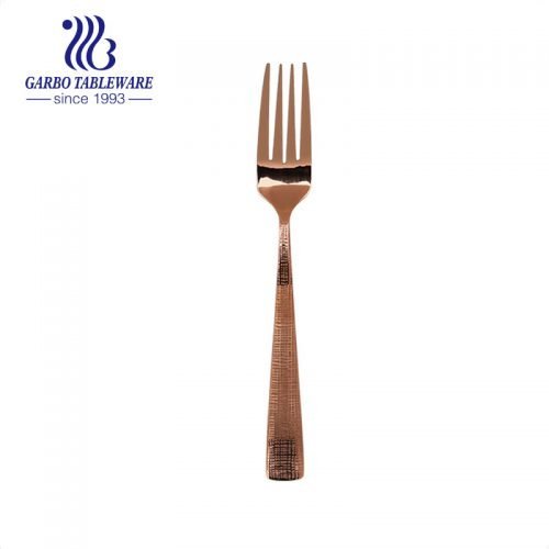 Electroplated amber color 206mm stainless steel salad fork unique flatware