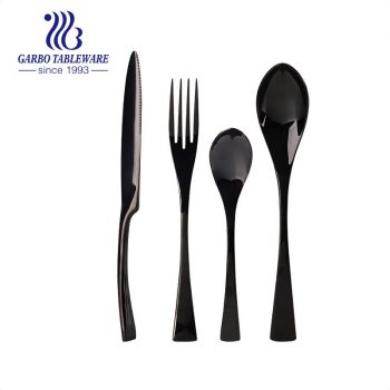 16 Piece Titanium Shiny Black Plated Stainless Steel Cutlery Set with Service for 4