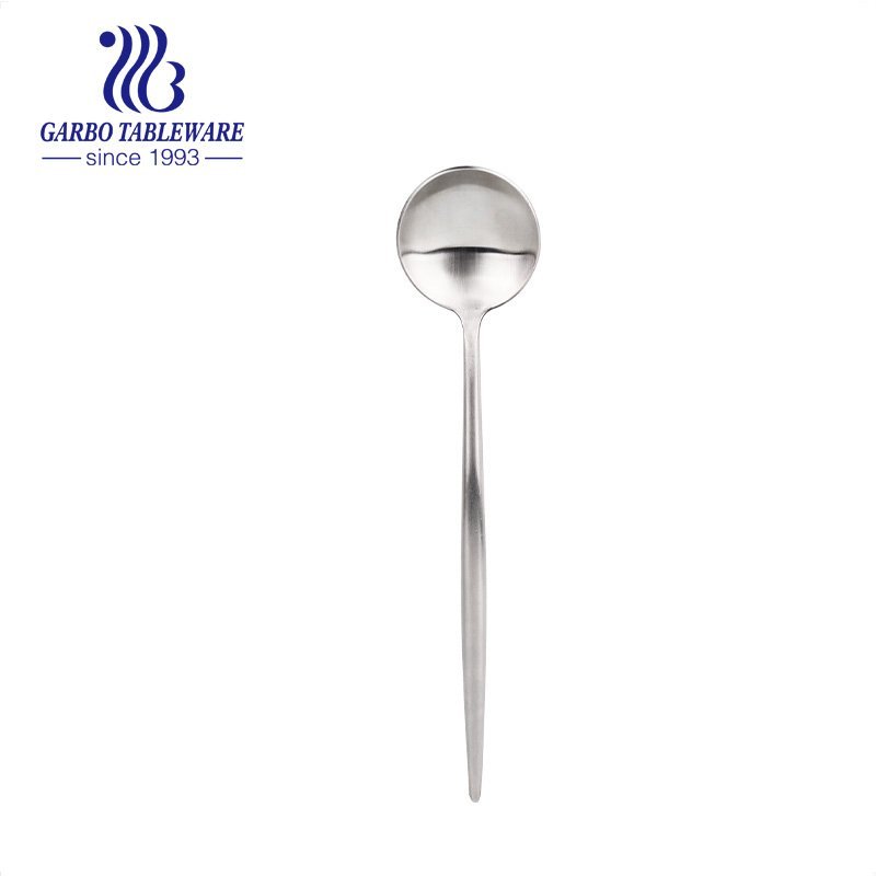 Titanium Stainless Steel Rice Ceramic Long Handle Round Soup Spoon