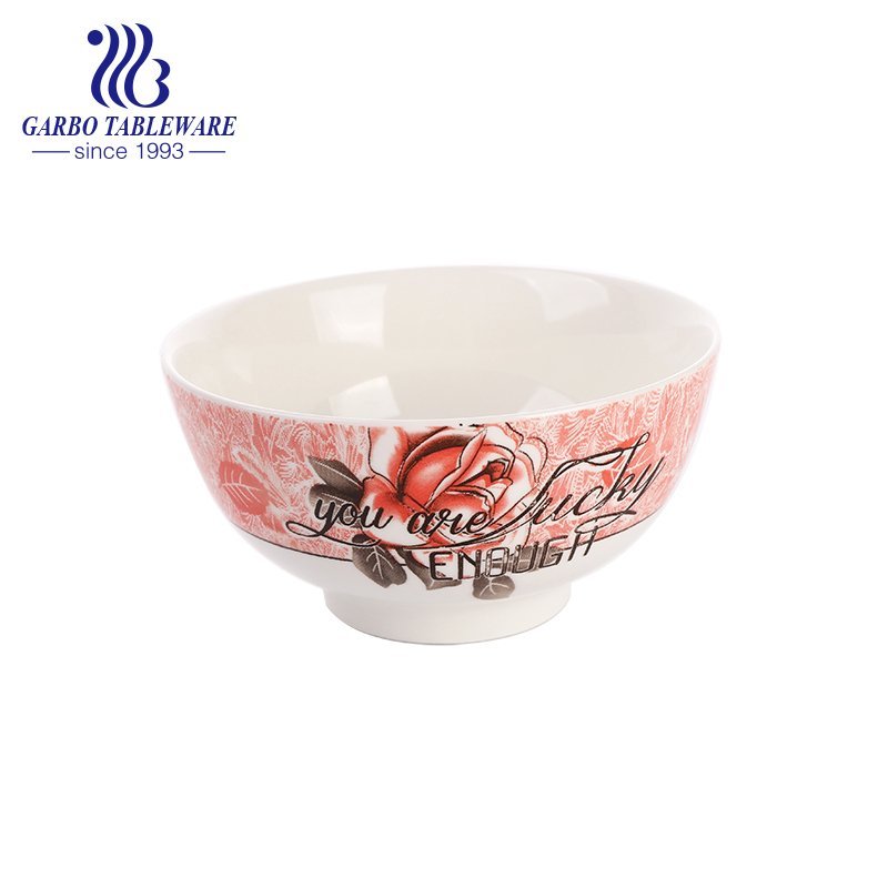 730ml porcelain bowl with outside underglazed flower decal for wholesale