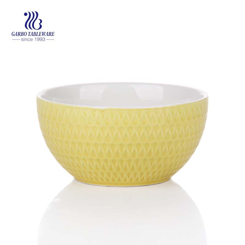 Hotsale round glazed yellow color cereal noodle bowl with factory price