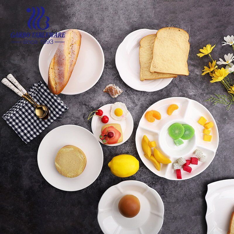 Großhandel billige Hotel-Restaurant mit 8-Zoll-Abalone einfache weiße Keramik Serviergeschirr Porzellan Ladegerät Teller