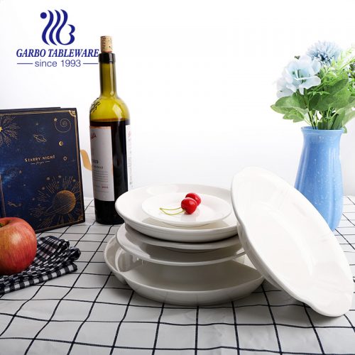 Wholesale cheap hotel restaurant using 8 inch abalone plain white ceramic serving tableware porcelain charger dish plate