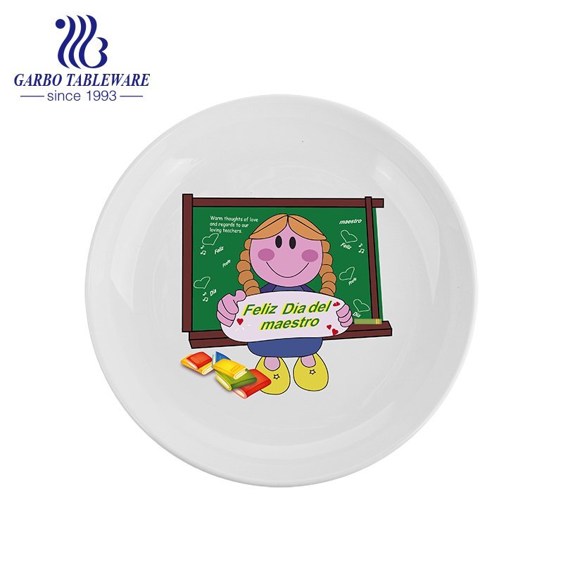 Plaque de chargeur de dîner en céramique de vaisselle de conception de fête des mères de porcelaine d'hôtel d'usine