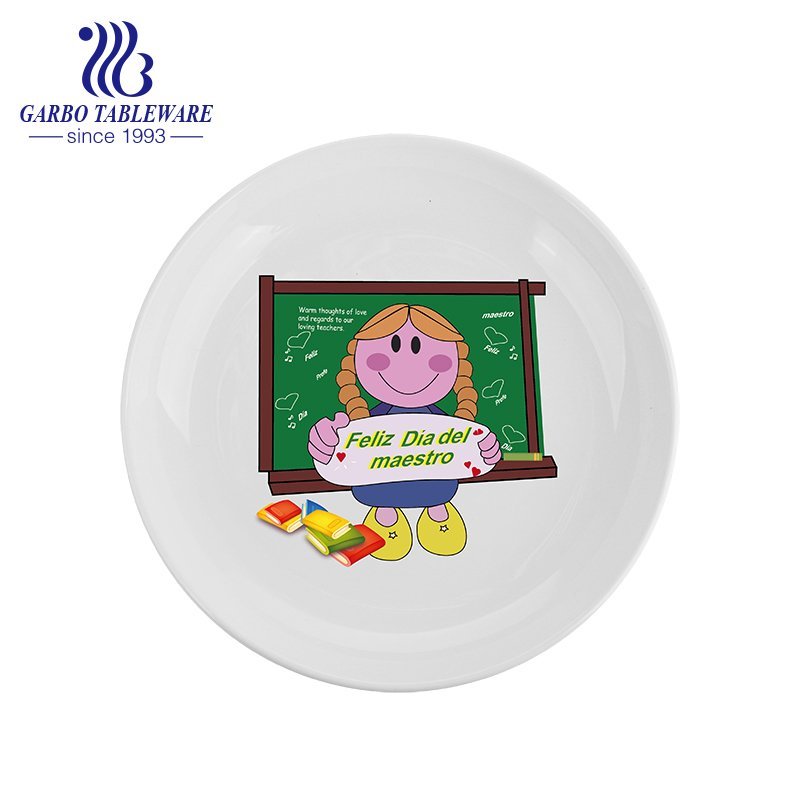 Plato de cena de cerámica de 9 pulgadas de plato de servicio de comida de vajilla de porcelana de diseño único de OEM personalizado de fábrica