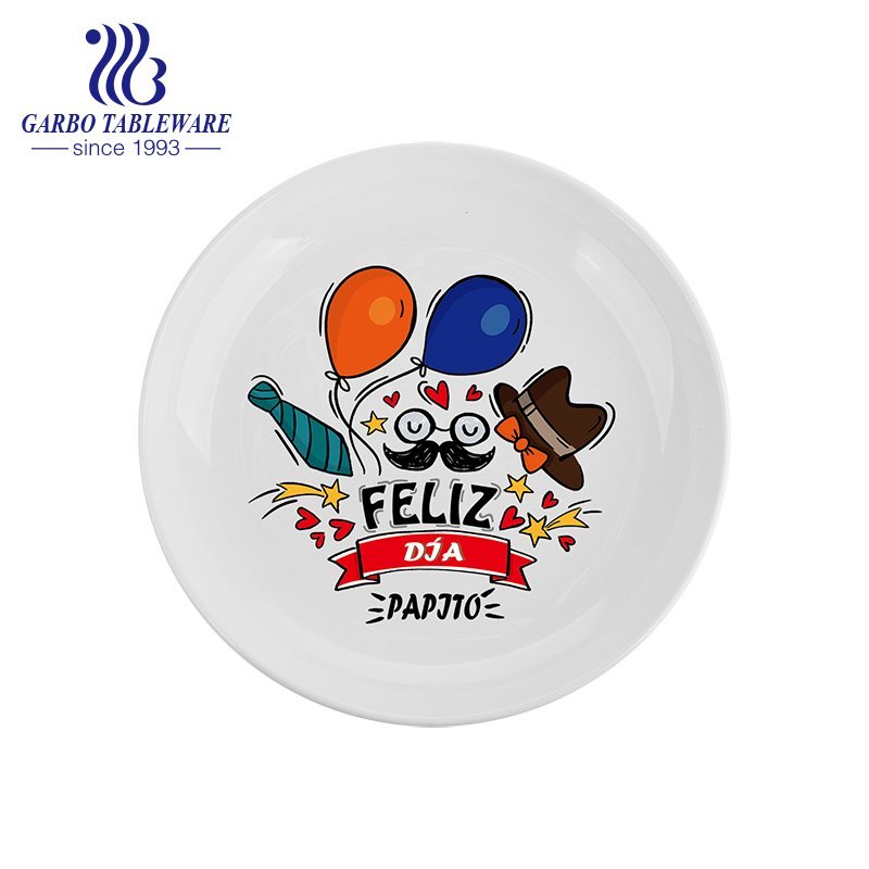 Grande venda Prato Plano Branco de 9 Polegadas de Projeto Personalizado Travessa de servir comida de porcelana