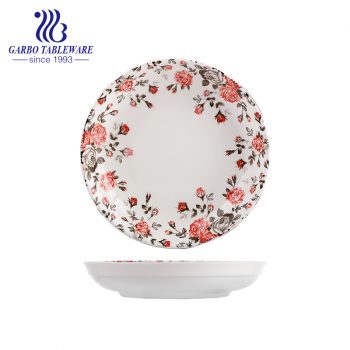 Preço barato de fábrica na China Design de flores agradáveis ​​Prato de servir sopa de 8 polegadas Prato de cerâmica
