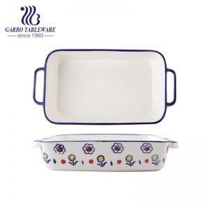 1470ml Heat-Resistant Rectangular Porcelain Baking Dish Cooking Pans with handle