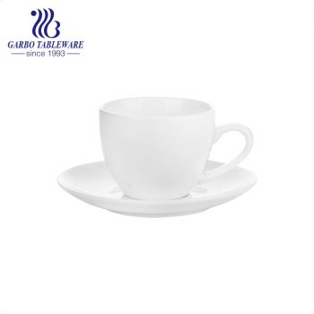 Set taza y platillo porcelana blanca alta 100 ml