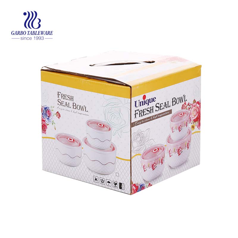 Wholesale high quality 3pcs ceramic bowl set with flower decoration with factory price