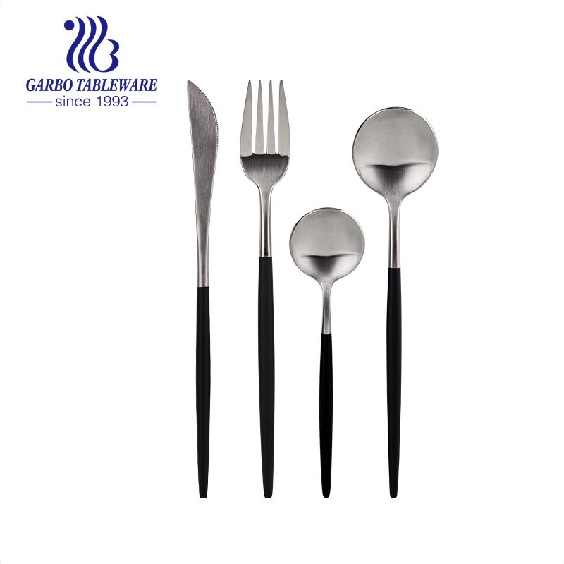 High quality stainless steel long handle salad fork dessert forks with printing coast handle flatware